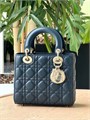 DIOR LADY сумка 20 см гладкая кожа синяя золото СК-01164