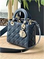DIOR LADY сумка 20 см гладкая кожа синяя золото СК-01164