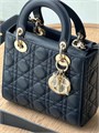 DIOR LADY сумка 20 см гладкая кожа синяя золото СК-01164