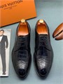 LV туфли крокодил черные с перфорацией ОК-0034