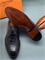 LV туфли крокодил черные с перфорацией ОК-0034