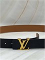 LV ремень кожа Того черно-коричневый пряжка LV золото РМ-1139