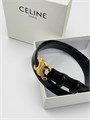 CELINE ремень 25 мм гладкая глянцевая кожа черный золото РМ-01549