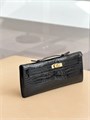HERMES клатч Kelly Cut кожа крокодила лаковая черная СК-01459