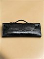 HERMES клатч Kelly Cut кожа крокодила лаковая черная СК-01459