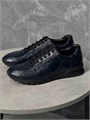 KITON кроссовки крокодил синие на черной подошве ОС-1989