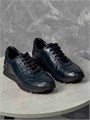 KITON кроссовки крокодил синие на черной подошве ОС-1989