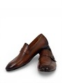 SANTONI лоферы гладкая лаковая кожа коричневого цвета с декоративной пряжкой ОК-01082