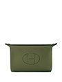 HERMES мессенджер кожа того с перфорированным логотипом оливкового цвета МС-0807