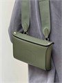 HERMES мессенджер кожа того с перфорированным логотипом оливкового цвета МС-0807