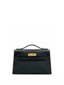 HERMES клатч POCHETTE 22 см черная кожа свифт золото СК-00394