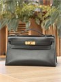 HERMES клатч POCHETTE 22 см черная кожа свифт золото СК-00394