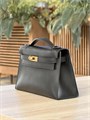 HERMES клатч POCHETTE 22 см черная кожа свифт золото СК-00394