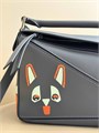 LOEWE сумка Puzzle гладкая кожа серая серебро 24 см с собакой СК-01584