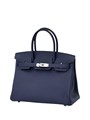 HERMES Birkin 30 см сумка кожа того синяя серебро СК-00775