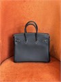 HERMES сумка Birkin 25 см кожа свифт черная с белой строчкой золото СК-01458