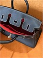 HERMES сумка Birkin 25 см кожа свифт черная с белой строчкой золото СК-01458