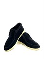 LORO PIANA лоферы высокие с мехом наружу на белой подошве черная замша ОК-2598
