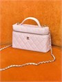 CHANEL сумка Vanity с ручкой кожа икра клетка розовая золото СК-01539