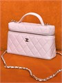 CHANEL сумка Vanity с ручкой кожа икра клетка розовая золото СК-01539