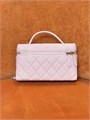 CHANEL сумка Vanity с ручкой кожа икра клетка розовая золото СК-01539
