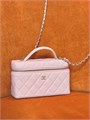 CHANEL сумка Vanity с ручкой кожа икра клетка розовая золото СК-01539