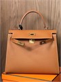 HERMES сумка Kelly кожа Эпсом 28 см коричневая фурнитура золото СК-9460