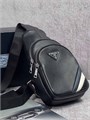 PRADA слинг кожа того черный металлический логотип белая и синяя полоса в углу СЛ-2054