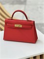 HERMES сумка mini Kelly 19 см кожа Эпсом красная золото СК-01367