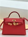 HERMES сумка mini Kelly 19 см кожа Эпсом красная золото СК-01367