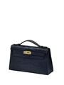 HERMES клатч POCHETTE 22 см темно-синяя кожа крокодила золото СК-00373
