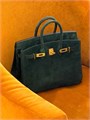 HERMES сумка Birkin 25 см зеленая замша золото СК-00439