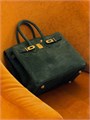 HERMES сумка Birkin 25 см зеленая замша золото СК-00439