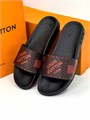 LV шлепанцы черные с оранжевой большой надписью Louis Vuitton ОЛ-2417