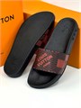 LV шлепанцы черные с оранжевой большой надписью Louis Vuitton ОЛ-2417