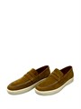LORO PIANA лоферы низкие замша желто-коричневые с белой высокой подошвой ОК-2495