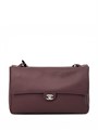 CHANEL сумка Maxi Flap 38 см кожа того бордовая большая серебро СК-01704