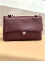 CHANEL сумка Maxi Flap 38 см кожа того бордовая большая серебро СК-01704