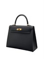 HERMES сумка Kelly кожа Эпсом 25 см черная фурнитура золото СК-9939