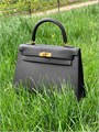 HERMES сумка Kelly кожа Эпсом 25 см черная фурнитура золото СК-9939