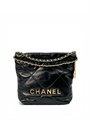 CHANEL Сумка 22 mini в клетку гладкая кожа черная СК-01361