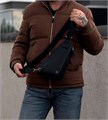 MONTBLANC слинг седло из гладкой черной кожи с основным отделением на молнии и доп карман спереди на молнии СЛ-1101