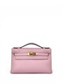 HERMES клатч POCHETTE 22 см розовая кожа свифт золото СК-01618