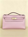 HERMES клатч POCHETTE 22 см розовая кожа свифт золото СК-01618