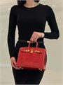 HERMES сумка Birkin 25 см красная кожа крокодила золото СК-00388
