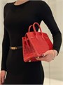 HERMES сумка Birkin 25 см красная кожа крокодила золото СК-00388
