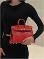 HERMES сумка Birkin 25 см красная кожа крокодила золото СК-00388