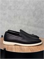 LORO PIANA лоферы низкие кожа черные с белой подошвой ОК-2335