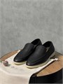 LORO PIANA лоферы низкие кожа черные с белой подошвой ОК-2335
