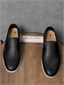 LORO PIANA лоферы низкие кожа черные с белой подошвой ОК-2335
